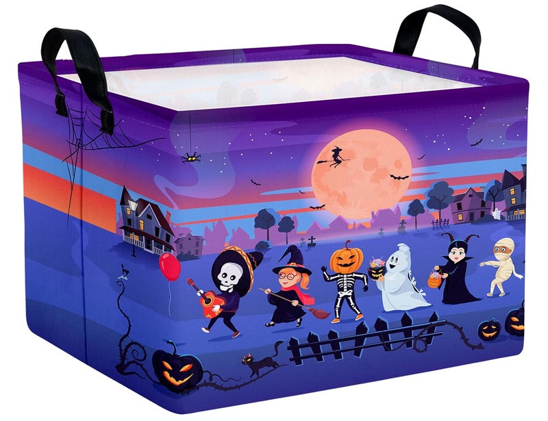 BOOHIT Large Halloween Themed Candy Gift Boo Basket for Kids Baby Personalized Adults Storage Bin Fall Decor(Line Up Spooky) - Image 1